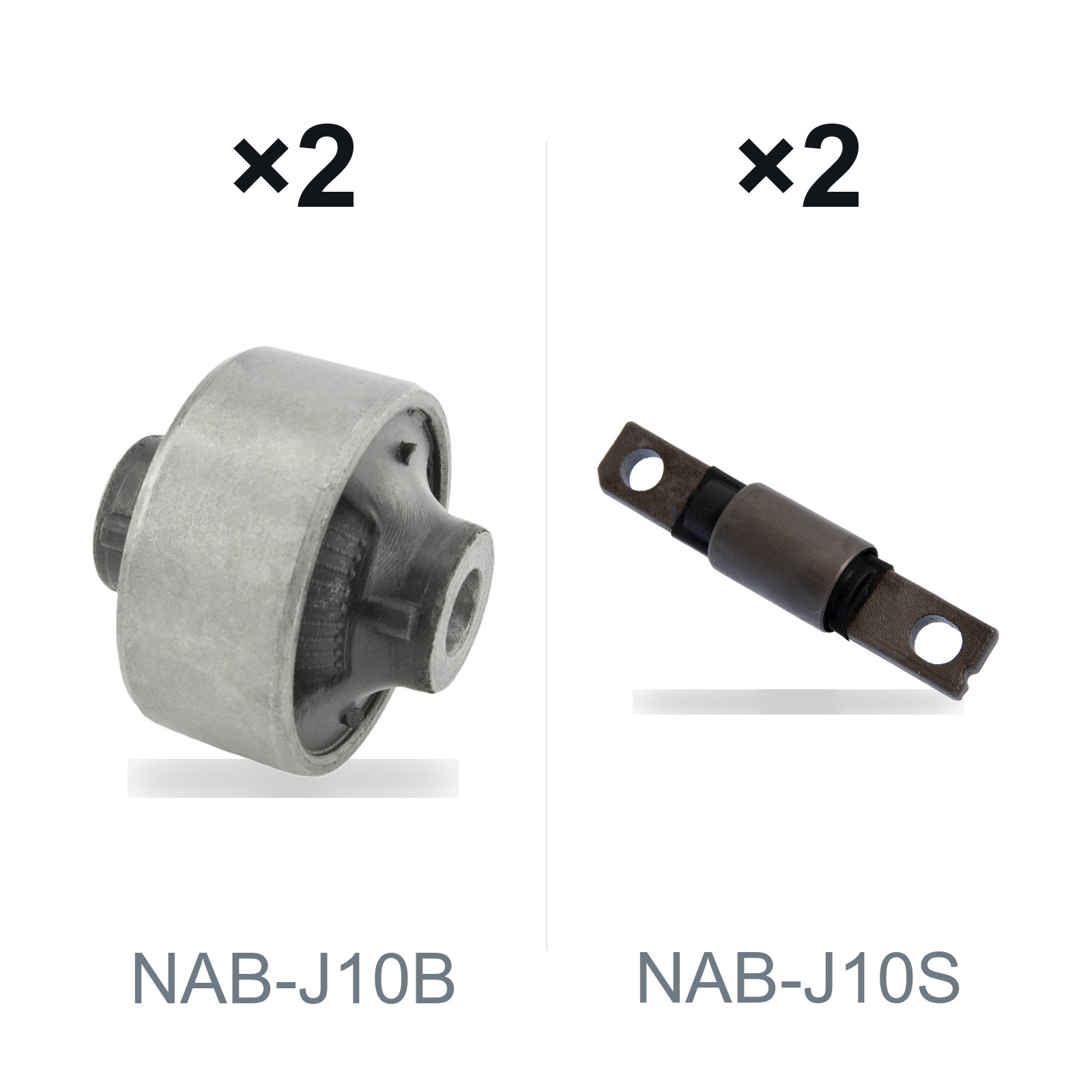 FEBEST 4-Piece Kit — Front Lower Arm NAB-J10B / J10S