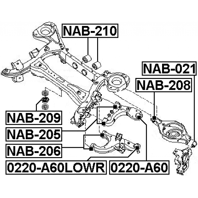 FEBEST NAB-206 جلبة ذراع سفلي خلفي - الصورة 3