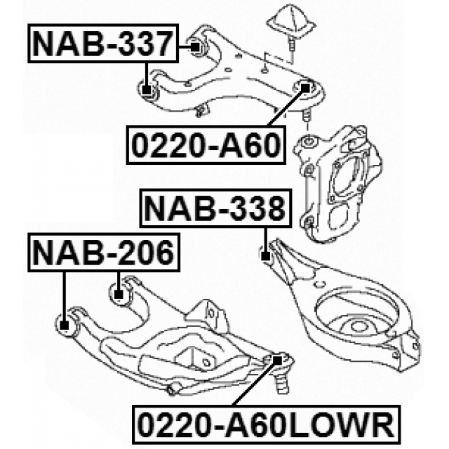 FEBEST NAB-337 جلبة ذراع تعليق علوي خلفي - الصورة 3
