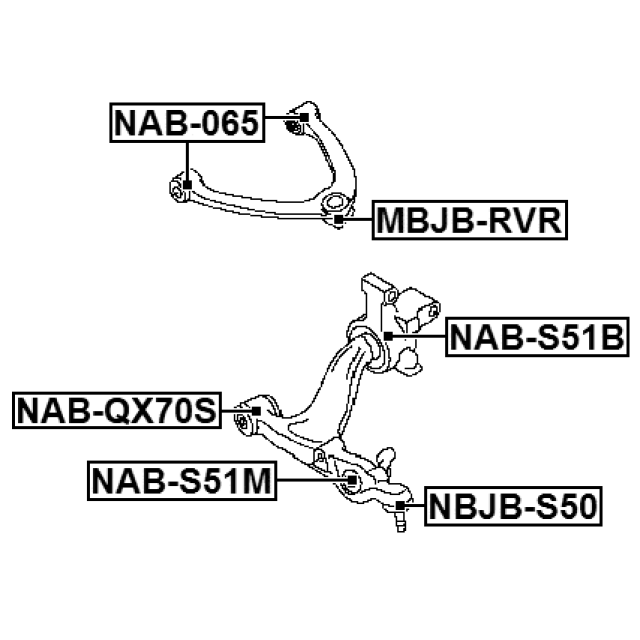FEBEST NAB-QX70S جلبة ذراع سفلي أمامي (إنفينيتي QX70 / FX) - الصورة 3